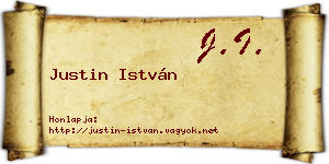 Justin István névjegykártya